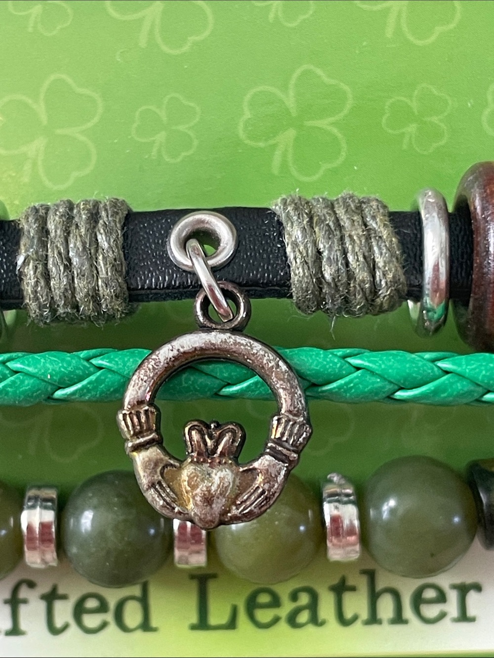 Irish Connemara Marble Leather Bracelet - Picture 5 of 9